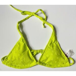Aerie • NWT Neon Lime Green Yellow Terry Floral Bikini Top